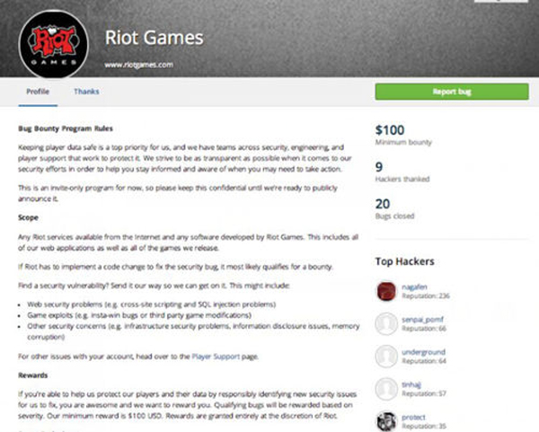 拳头所属Bug提交网站,目前并未向所有玩家开放