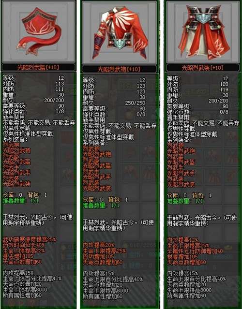 部分光昭烈武装备