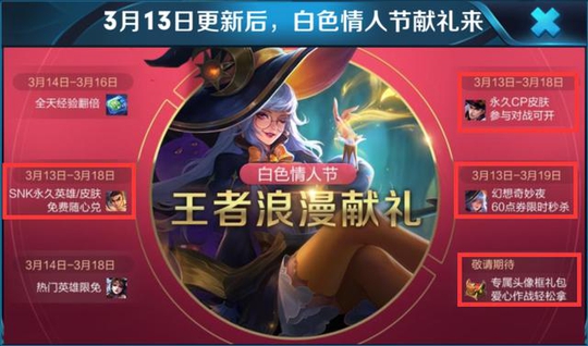 王者荣耀:两天后更新皮肤,4大活动,女神