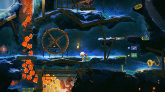 A screenshot from Yoku's Island Express