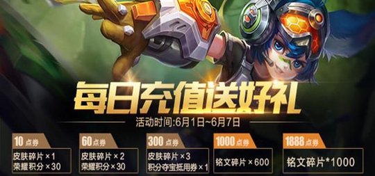 王者荣耀:充值活动明日开启,新皮肤同时上