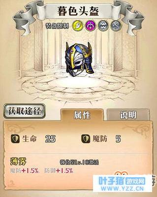 梦幻模拟战暮色头盔出处在哪 暮色头盔属性