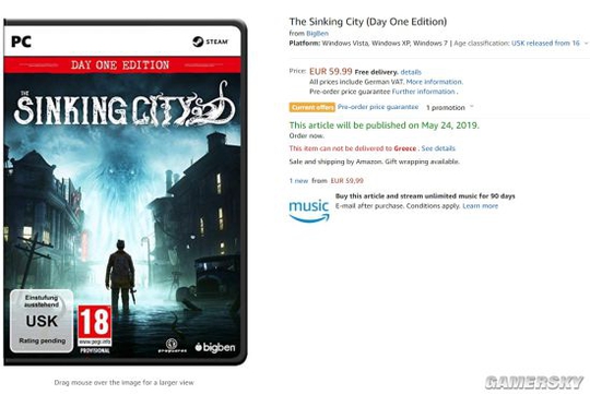 克苏鲁沙盒《沉没之城》或跳票2个月 亚马逊