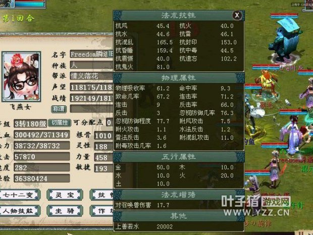 属性及抗性展示